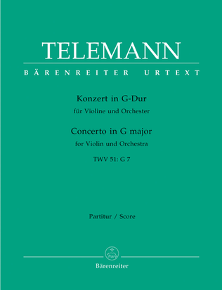Book cover for Concerto for Violin and Orchestra in G major TWV 51:G 7