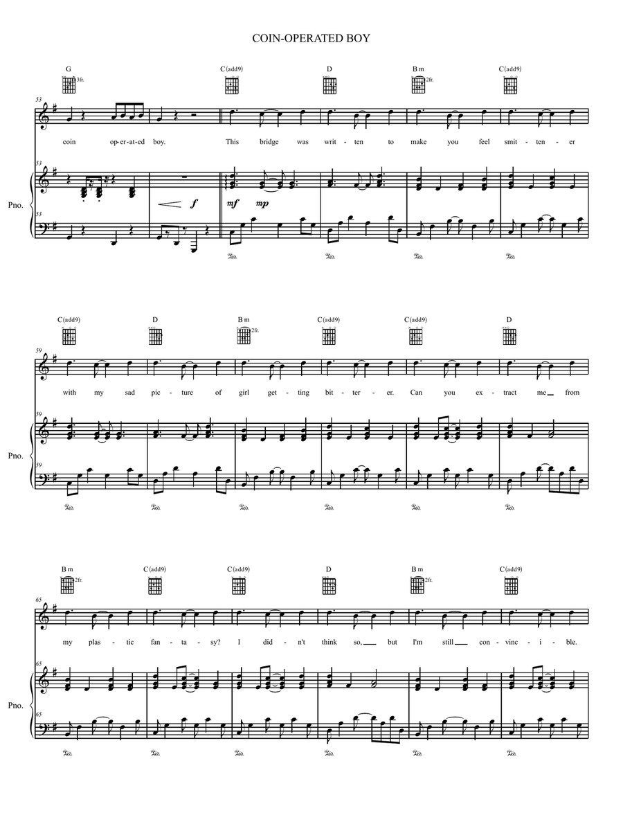 Coin-Operated Boy Piano, Vocal, Guitar scores gallery preview page 4