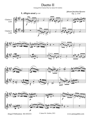 Quantz: Duetto Op. 2 No. 2 for Clarinet Duo
