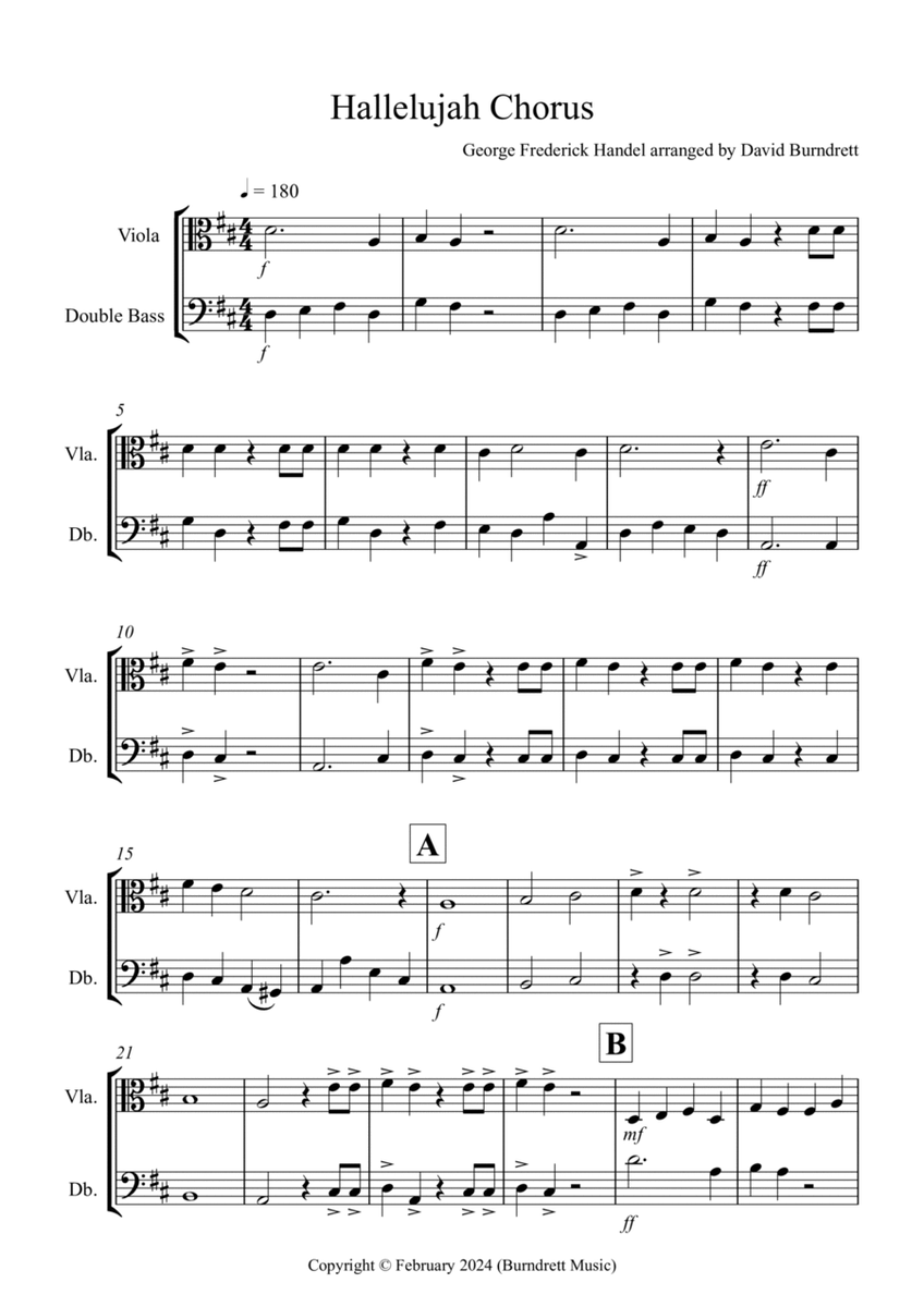 Hallelujah Chorus for Viola and Double Bass Duet image number null