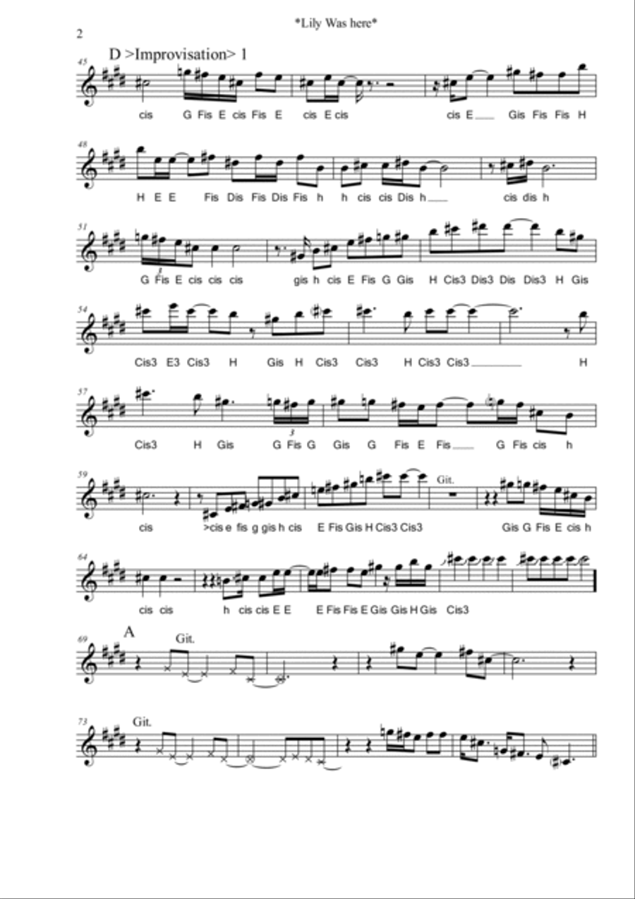 Lily was here alto sax sheet music top