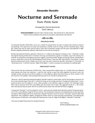 Nocturne and Serenade from Petite Suite for Clarinet Quartet