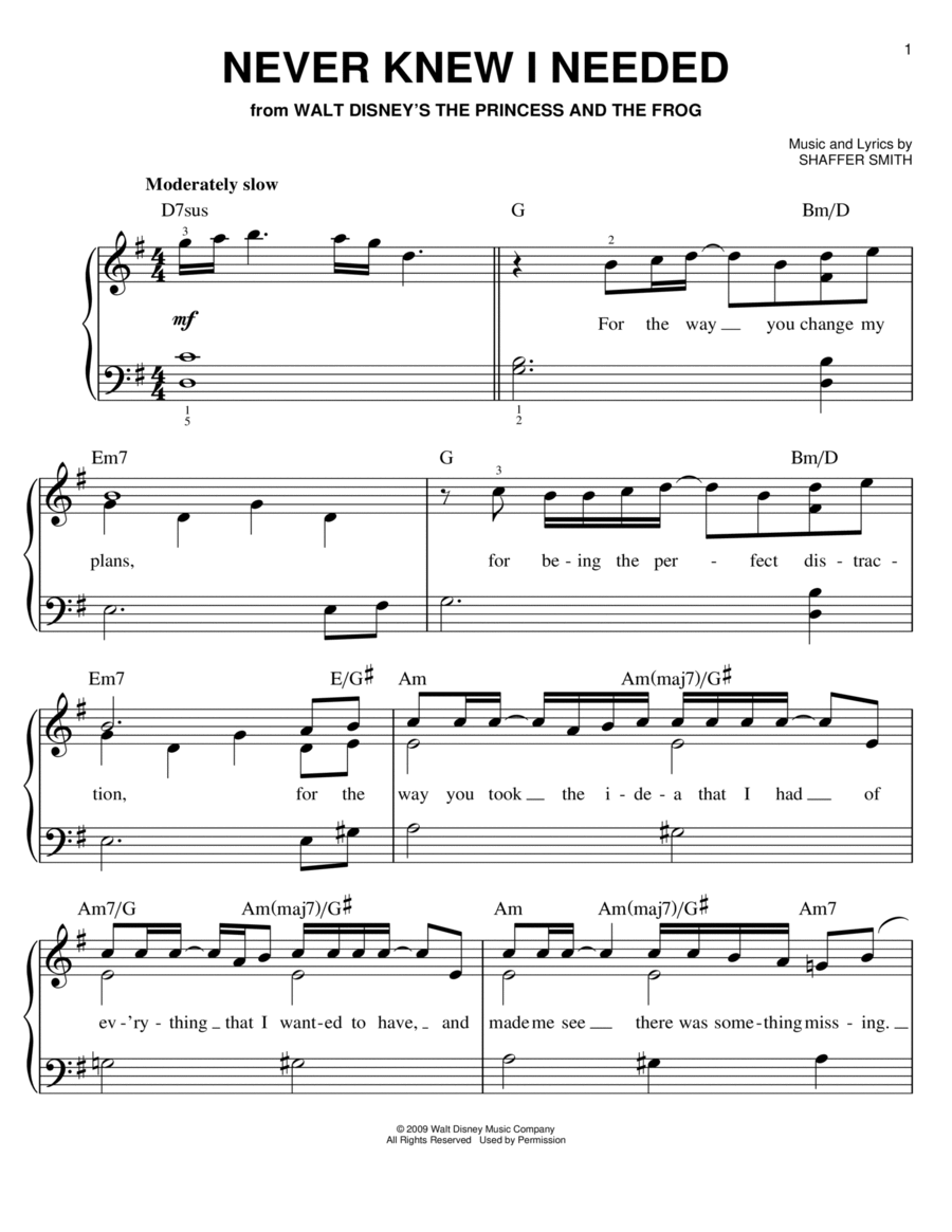 Never Knew I Needed Easy Piano scores gallery preview page 1