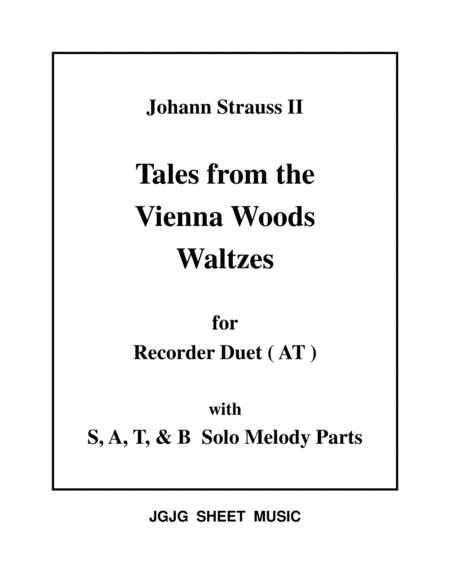 Vienna Woods Waltzes for Recorder Duet and Solo image number null