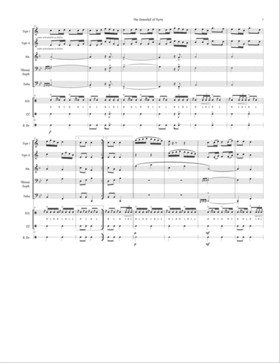 The Downfall of Paris for Brass Quintet and Percussion Large Ensemble scores gallery preview page 5