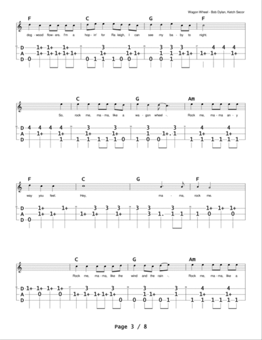 Wagon Wheel Dulcimer scores gallery preview page 3