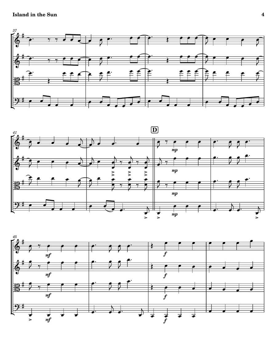 Island In The Sun String Trio scores gallery preview page 4