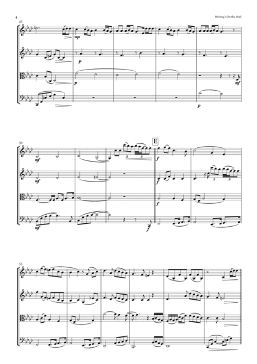 Writing's On The Wall from the film SPECTRE String Quartet scores gallery preview page 4
