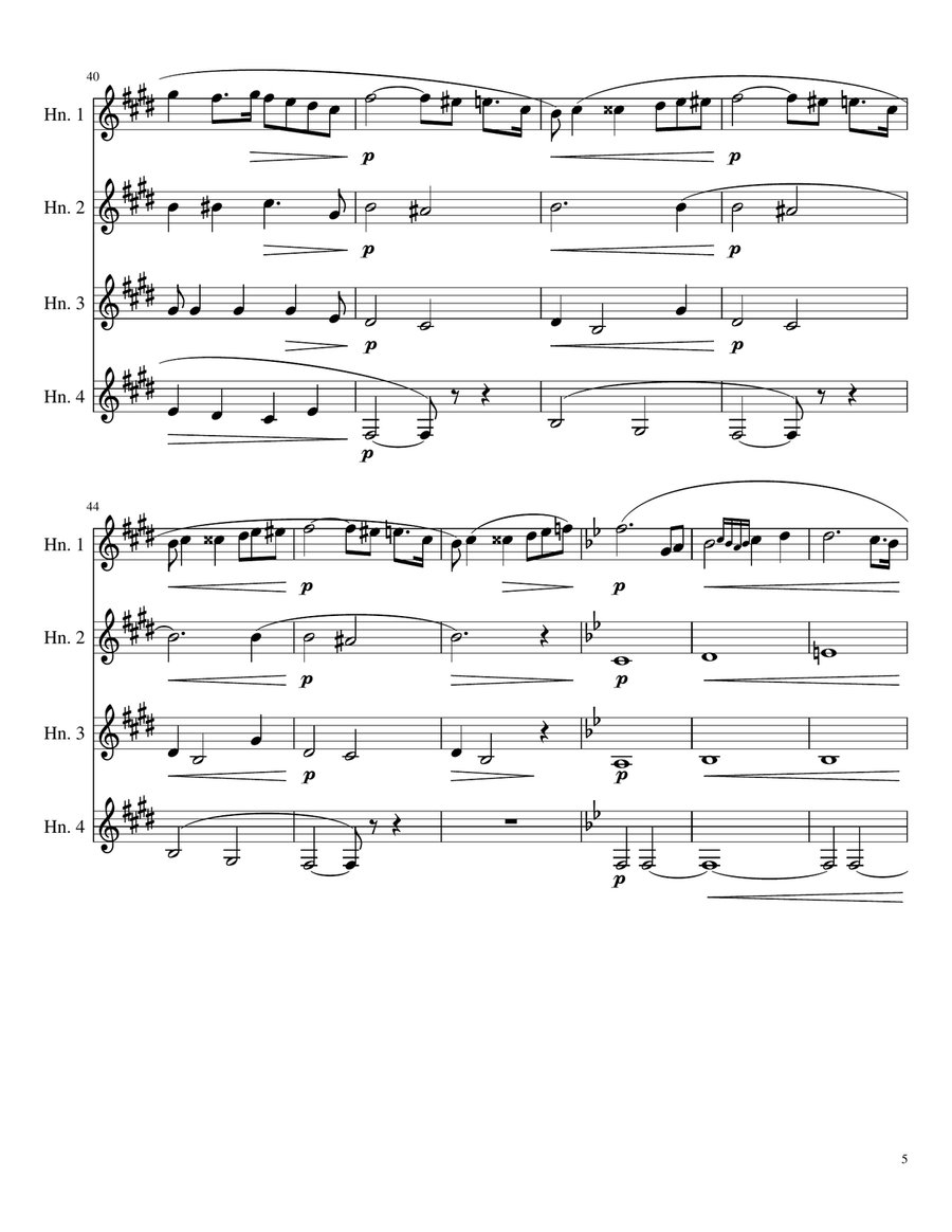 Richard Wagner - Elsa's Procession to the Cathedral - Horn Quartet French Horn Quartet scores gallery preview page 5