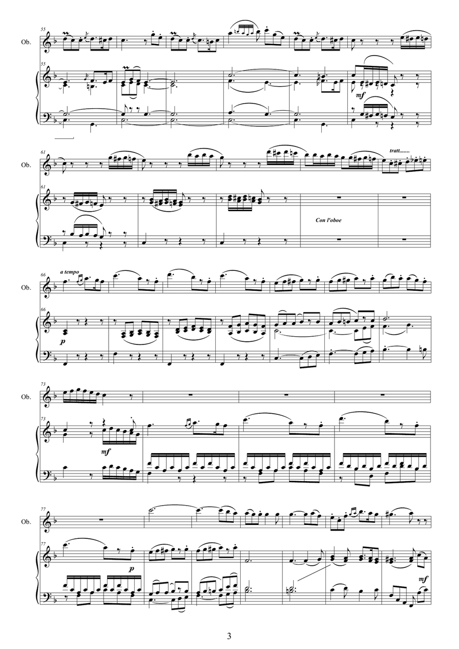 Mozart - Oboe quartet in F major K370 - 3 Rondeau - Oboe and Piano Piano Accompaniment scores gallery preview page 3