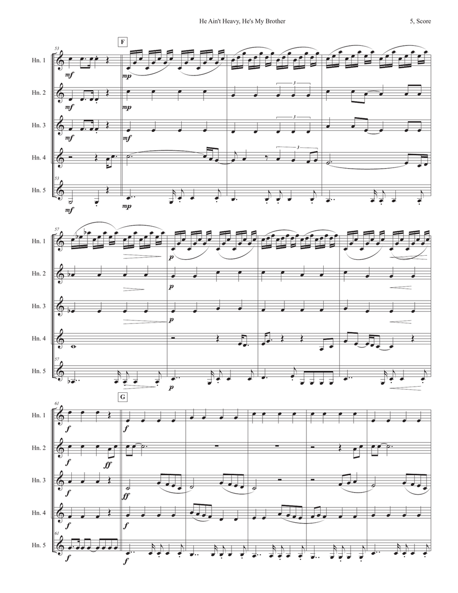 He Ain't Heavy, He's My Brother Horn scores gallery preview page 5