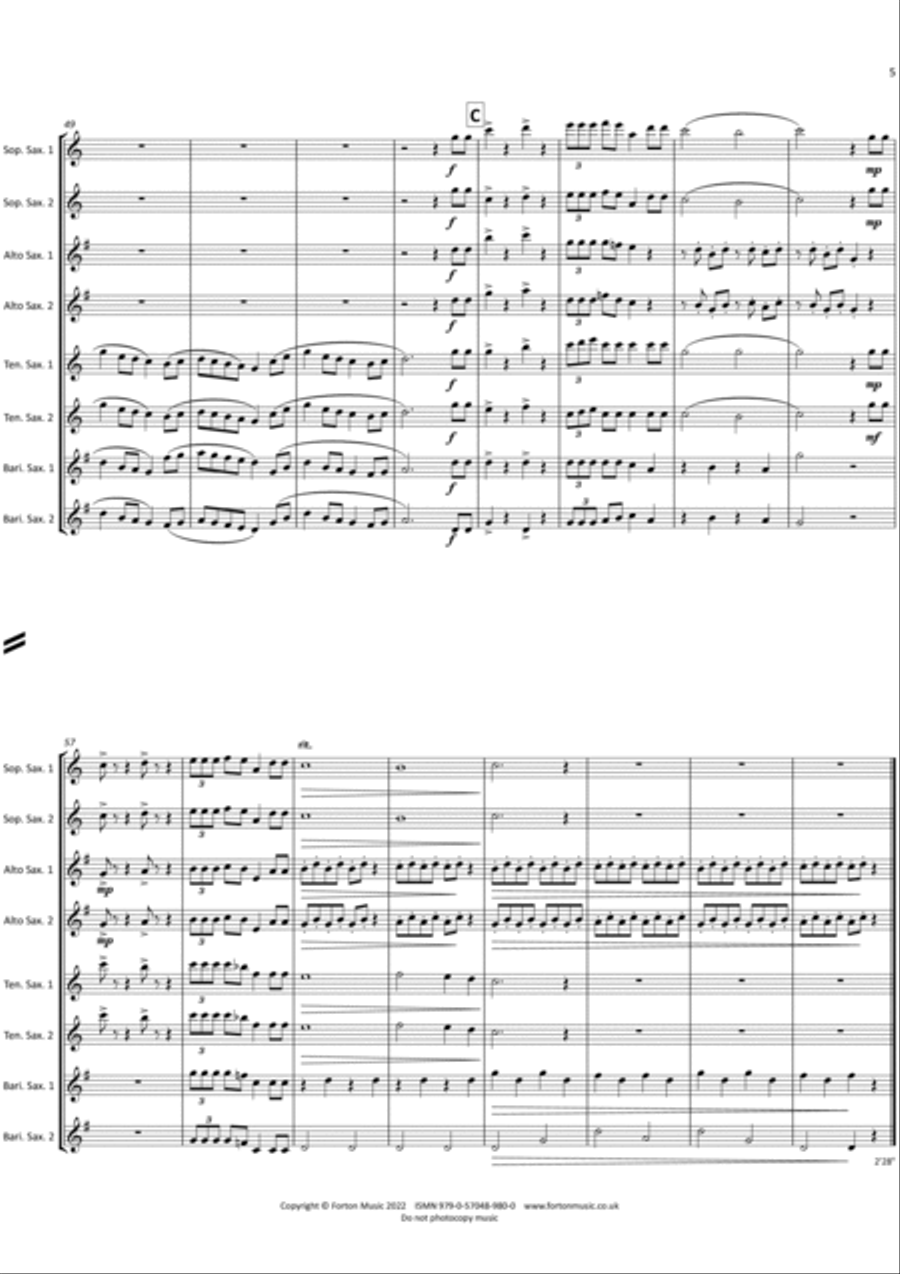 My Grandfather's Clock My Grandfather's Clock Saxophone Ensemble scores gallery preview page 5