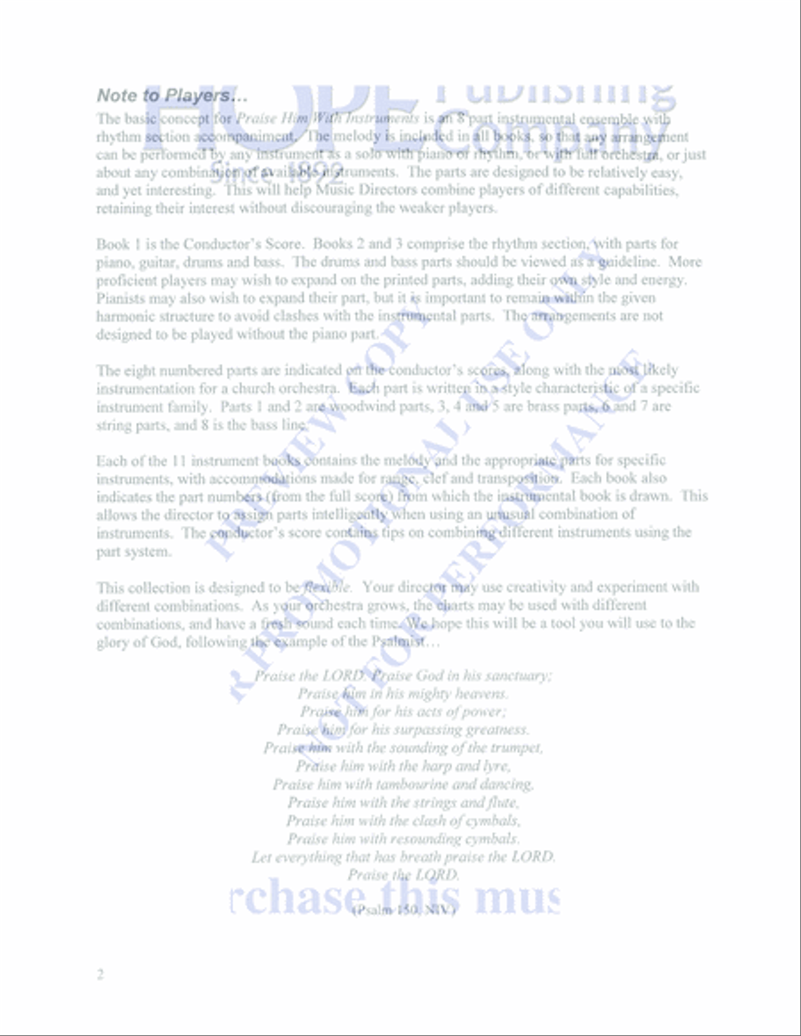 Praise Him with Instruments Orchestra scores gallery preview page 4