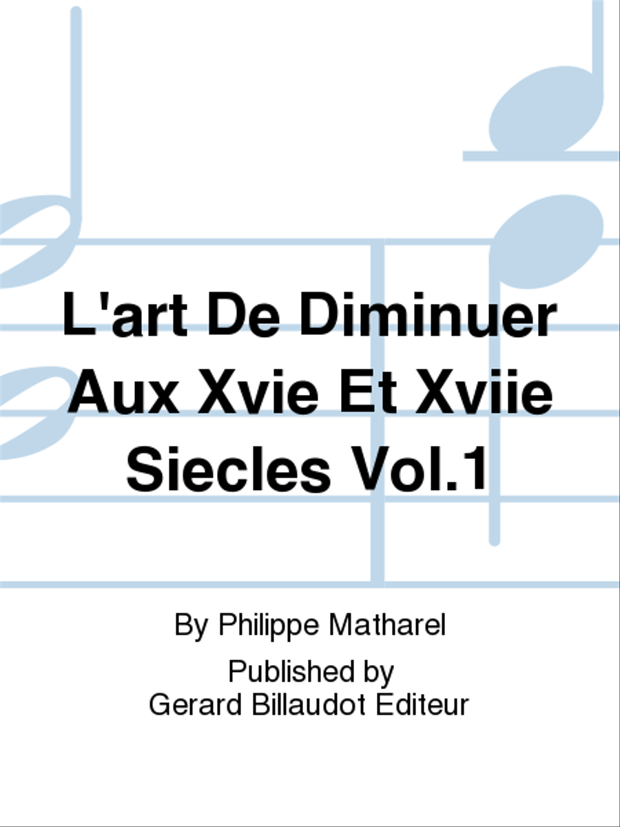 L'Art De Diminuer Aux Xvie Et Xviie Siecles Vol. 1 Chamber Music scores gallery preview page 1