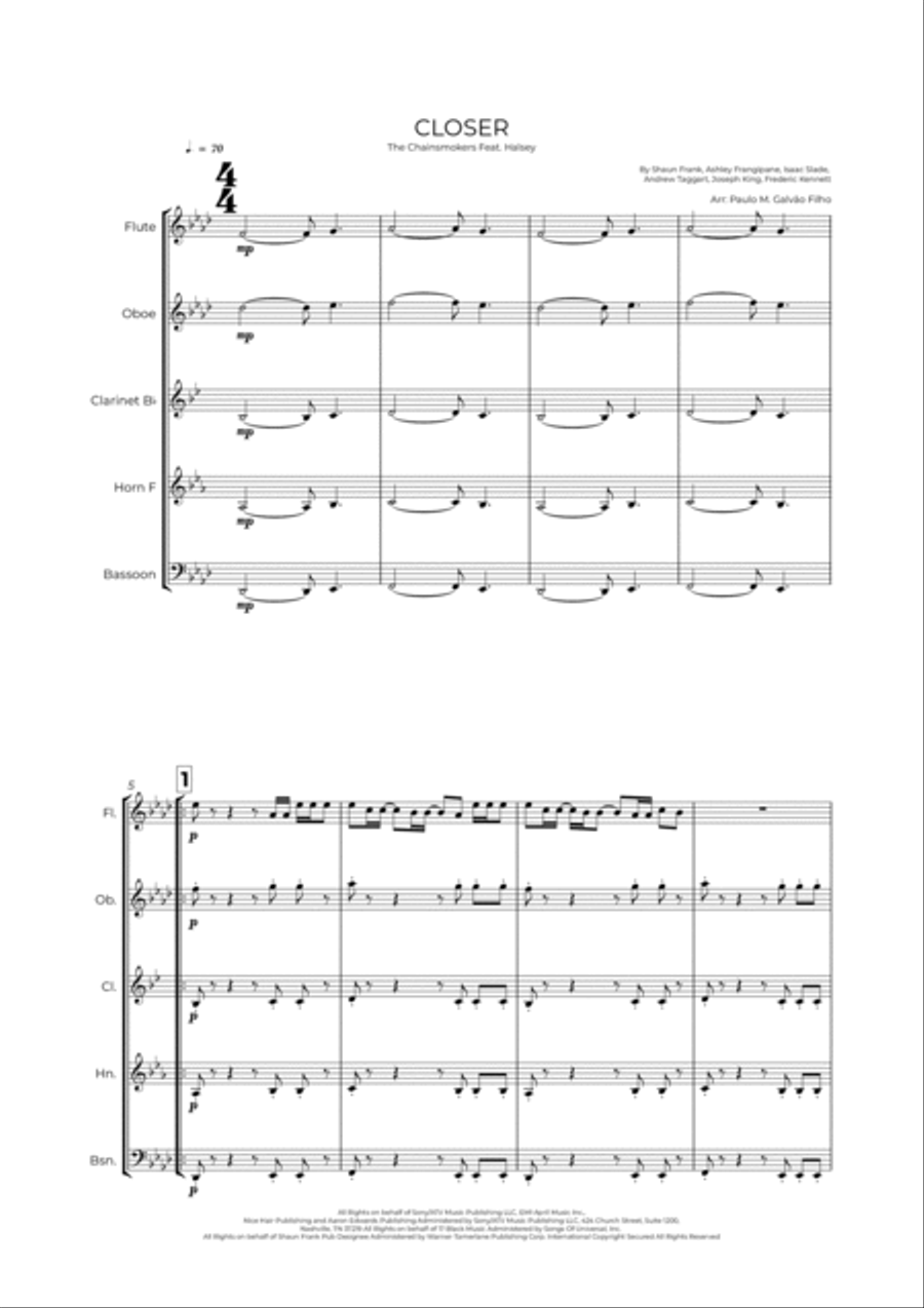 Closer Closer Woodwind Quintet scores gallery preview page 2