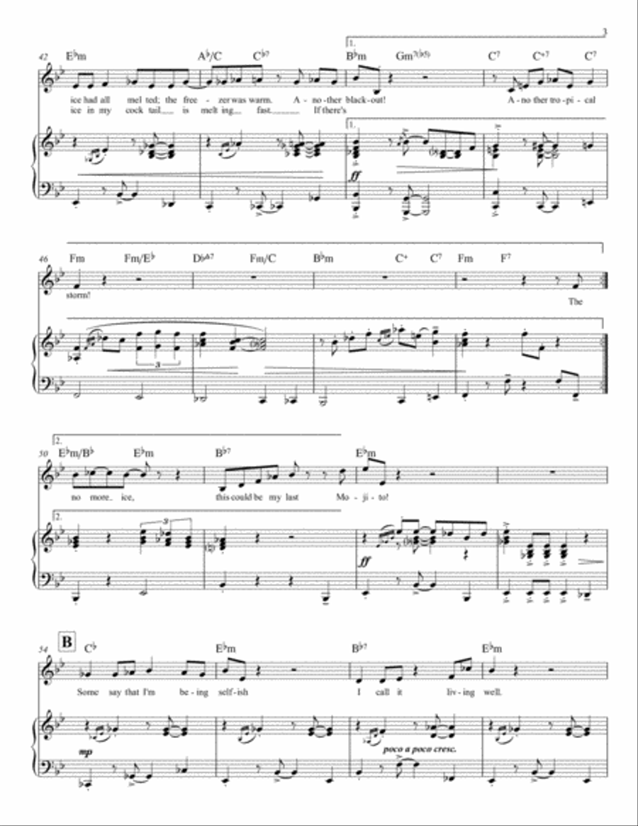 The Ice in My Mojito (Key: C-major intro, B-flat major refrain) Voice scores gallery preview page 3