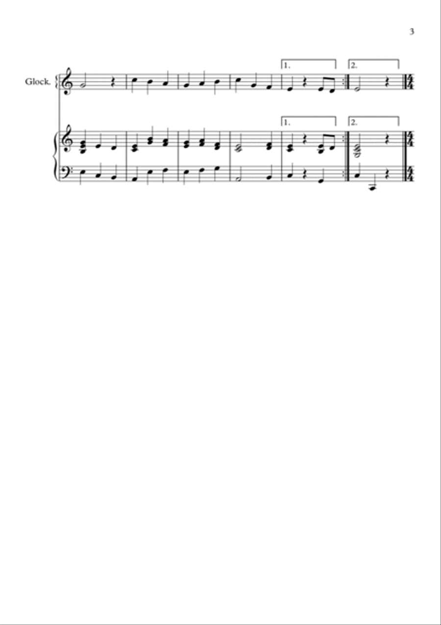 8 Easy Christmas Duets for Glockenspiel and Piano Piano Accompaniment scores gallery preview page 3