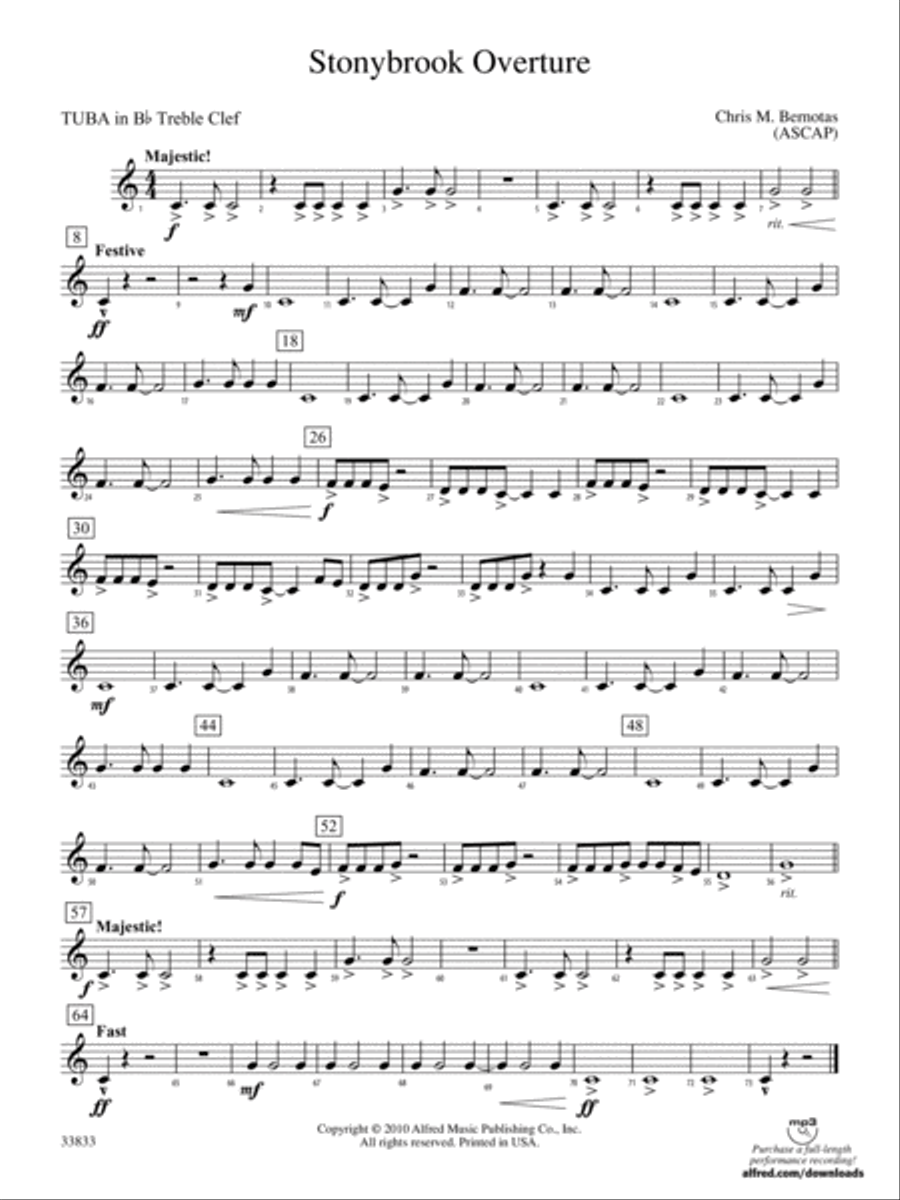 Stonybrook Overture: (World Part) B-flat Tuba T.C. Concert Band scores gallery preview page 1