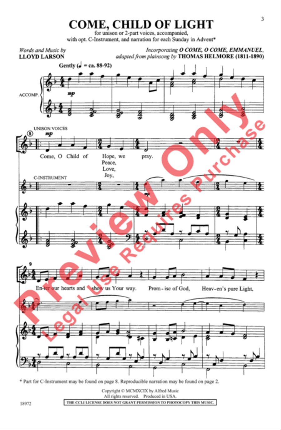 Come, Child of Light Come, Child of Light Unison Choir scores gallery preview page 10