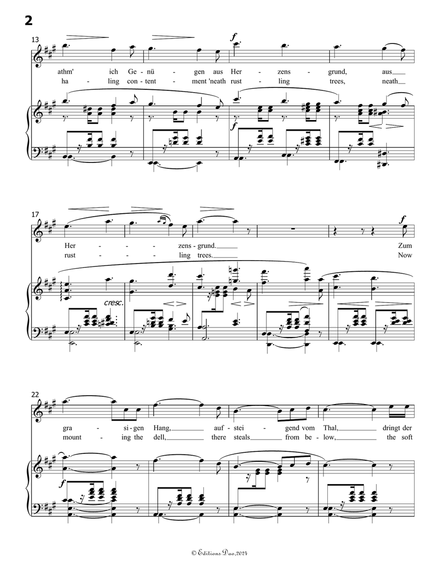 Willkommen, mein Wald, by Robert Franz, in A Major Voice scores gallery preview page 4
