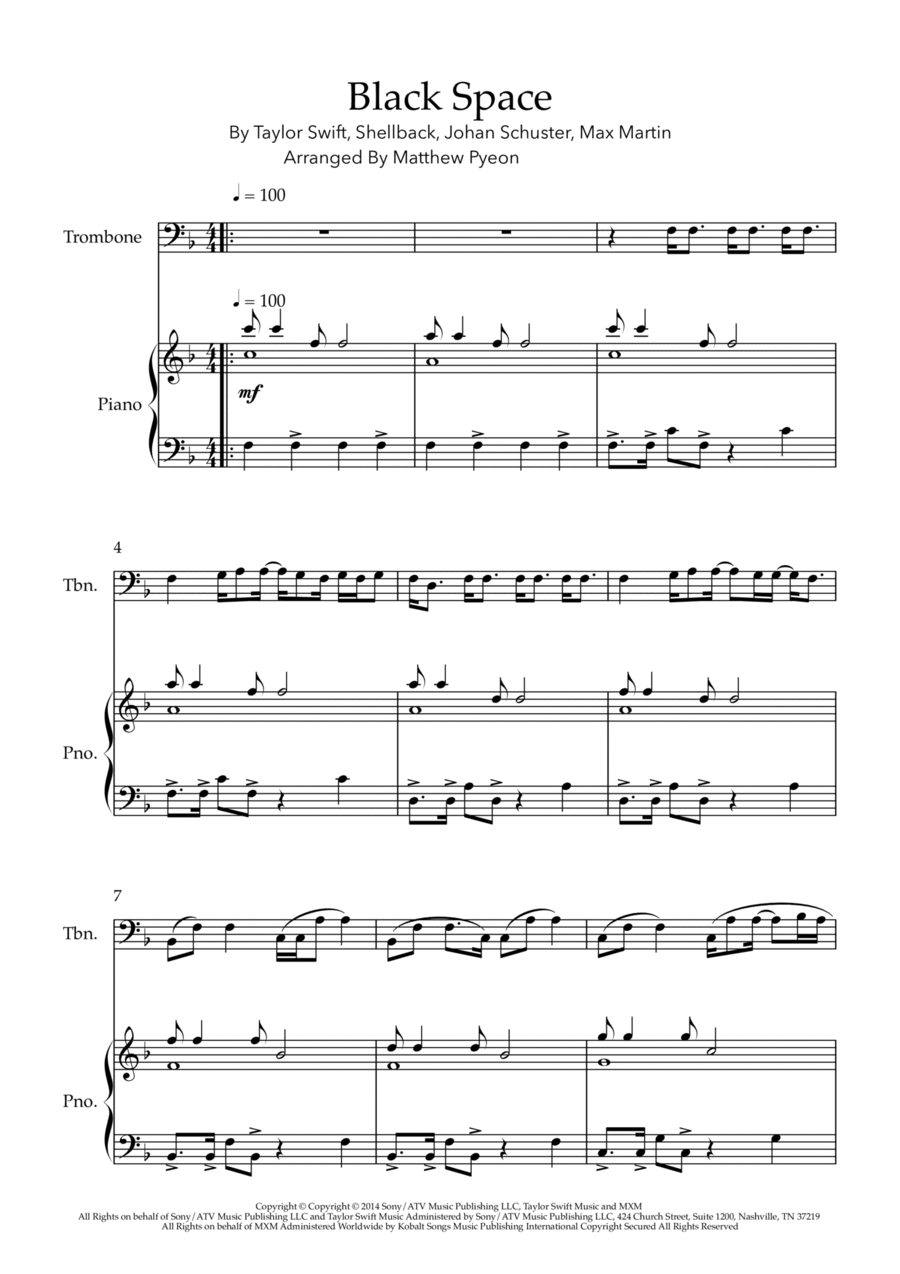 Blank Space Piano scores gallery preview page 1