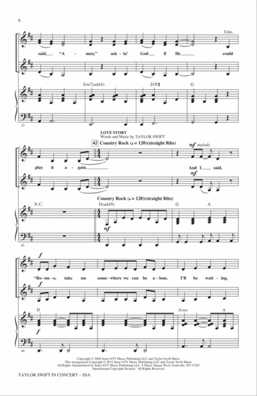 Taylor Swift In Concert (Medley) SSA scores gallery preview page 5