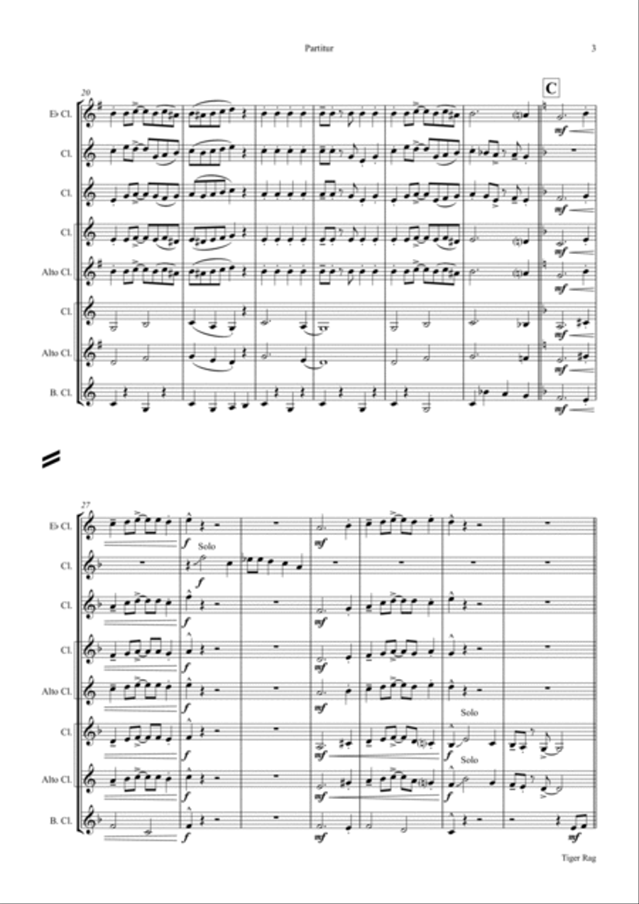 Tiger Rag - Jazz Classic - Clarinet Quintet Clarinet Quintet scores gallery preview page 3