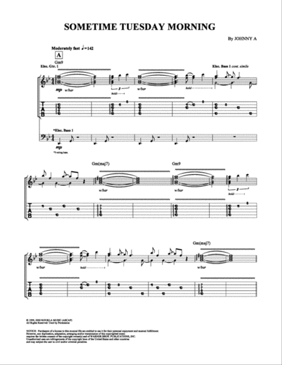 Sometime Tuesday Morning Sometime Tuesday Morning Electric Guitar scores gallery preview page 1