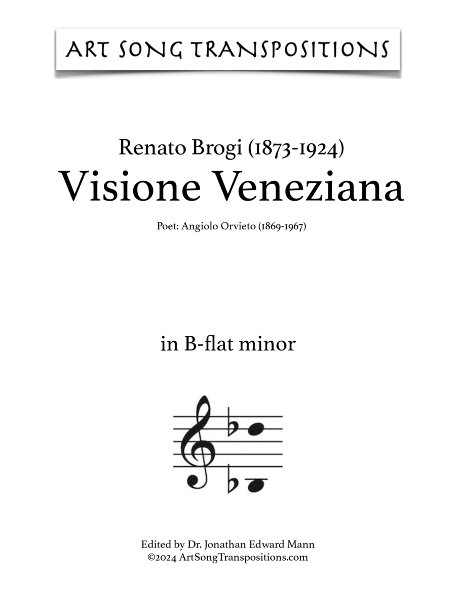 BROGI: Visione Veneziana (transposed to B-flat minor) Voice scores gallery preview page 1