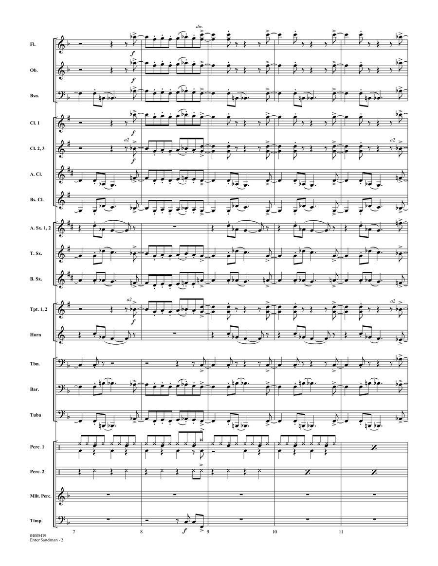 Enter Sandman - Conductor Score (Full Score) Concert Band scores gallery preview page 2