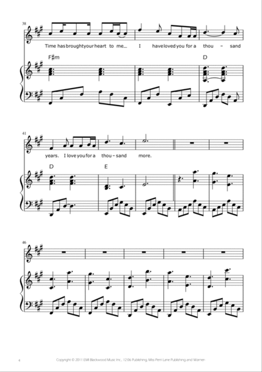 A Thousand Years A Thousand Years Piano, Vocal scores gallery preview page 4