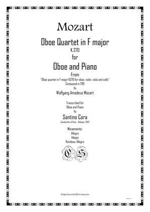Book cover for Mozart – Complete Oboe Quartet in F major K370 for Oboe and piano