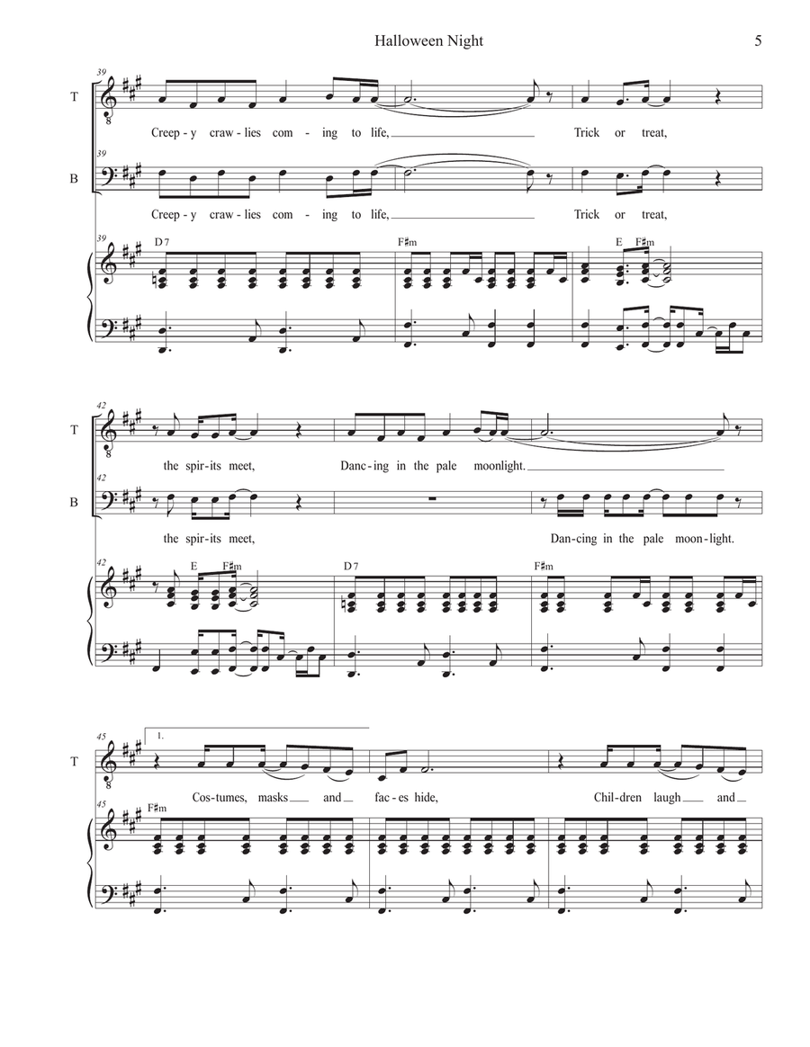 Halloween Night (Duet for Tenor and Bass solo) Tenor Voice scores gallery preview page 5
