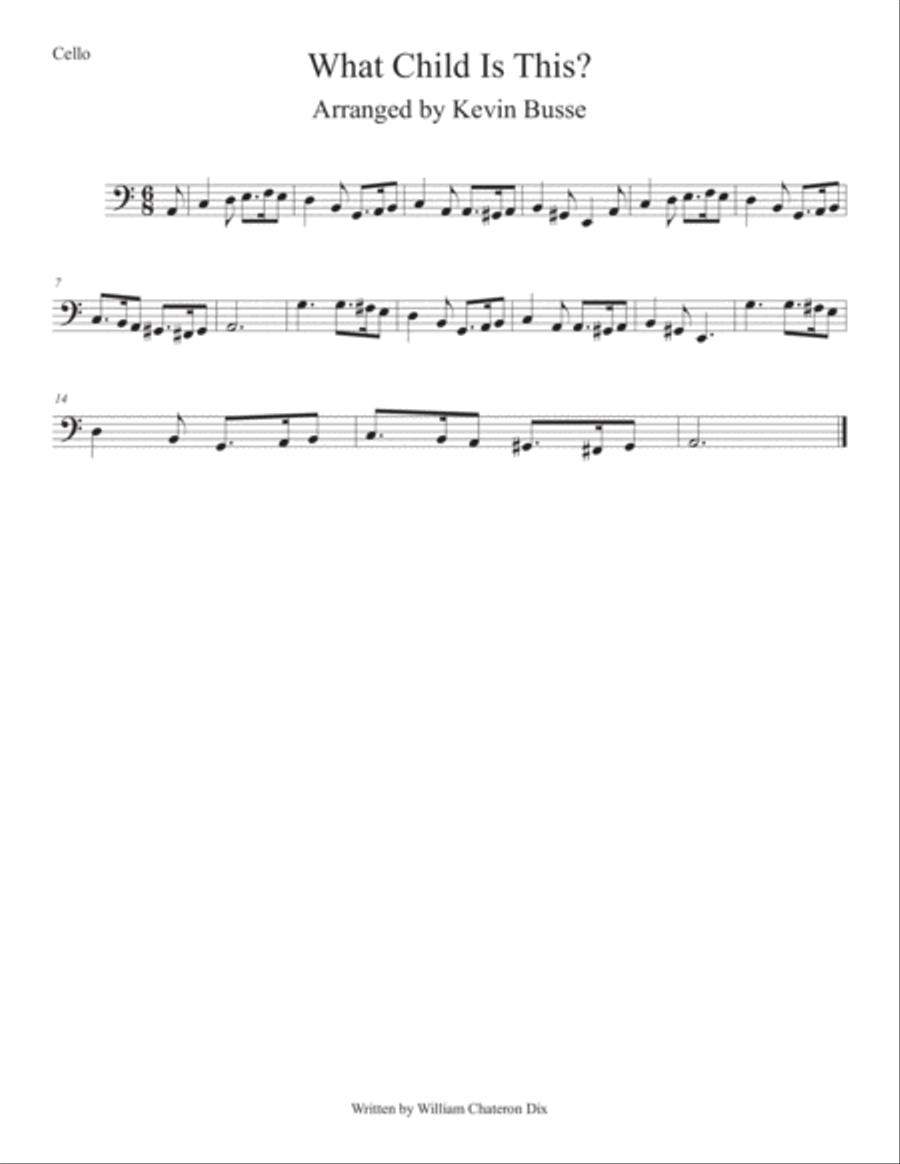 What Child Is This? (Easy key of C) Cello Cello Solo scores gallery preview page 1