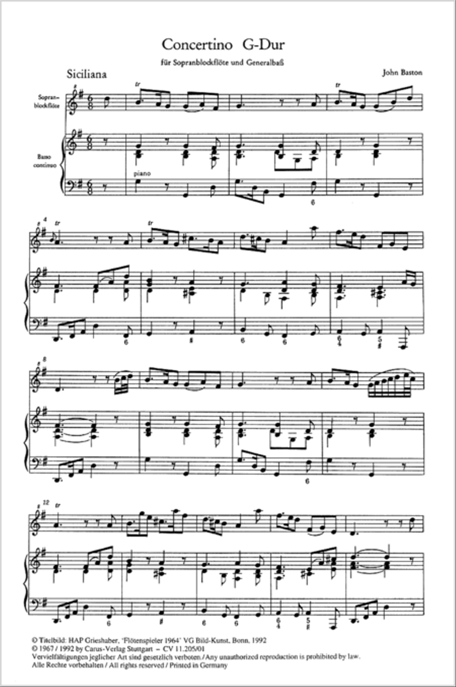 Concertino in G Recorder scores gallery preview page 2
