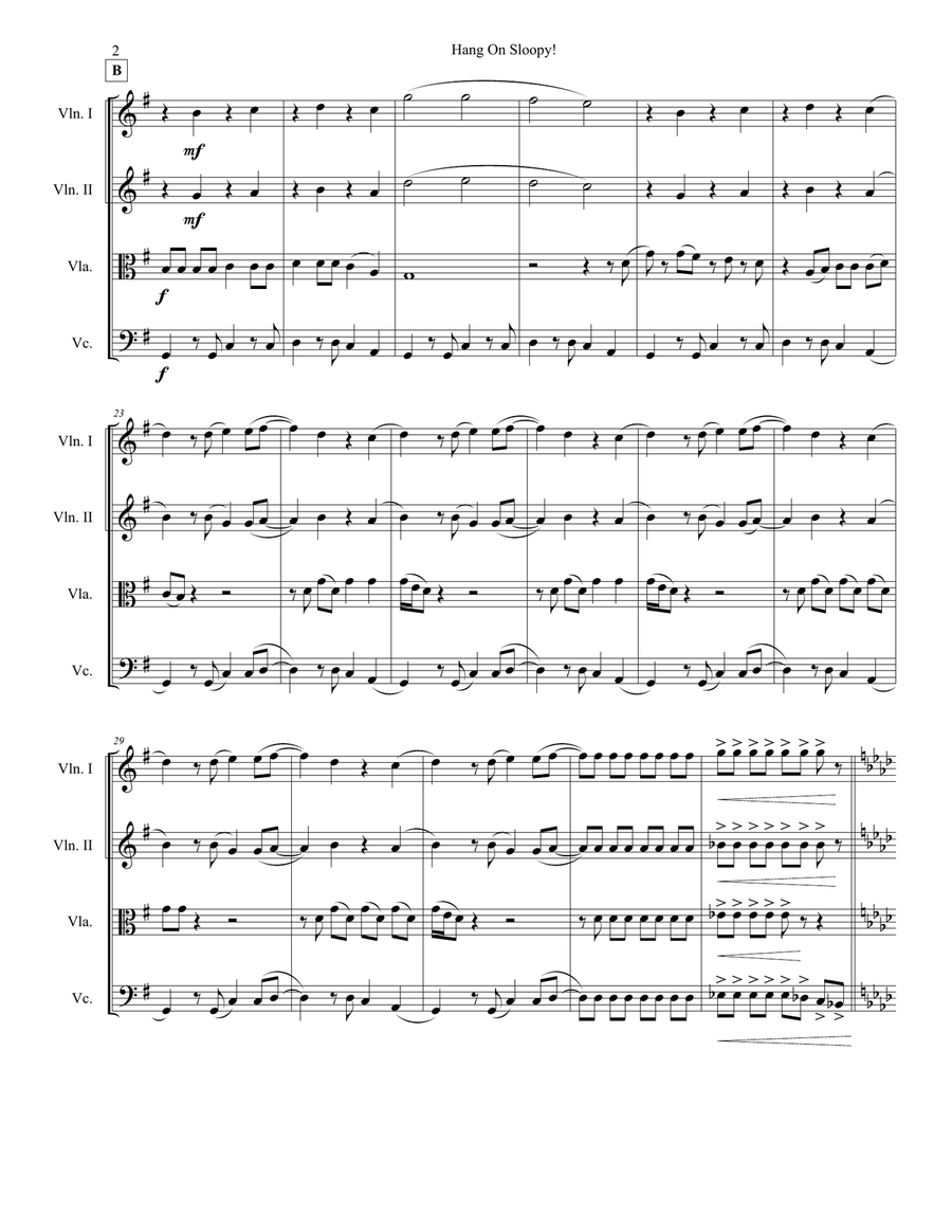 Hang On Sloopy String Quartet scores gallery preview page 2
