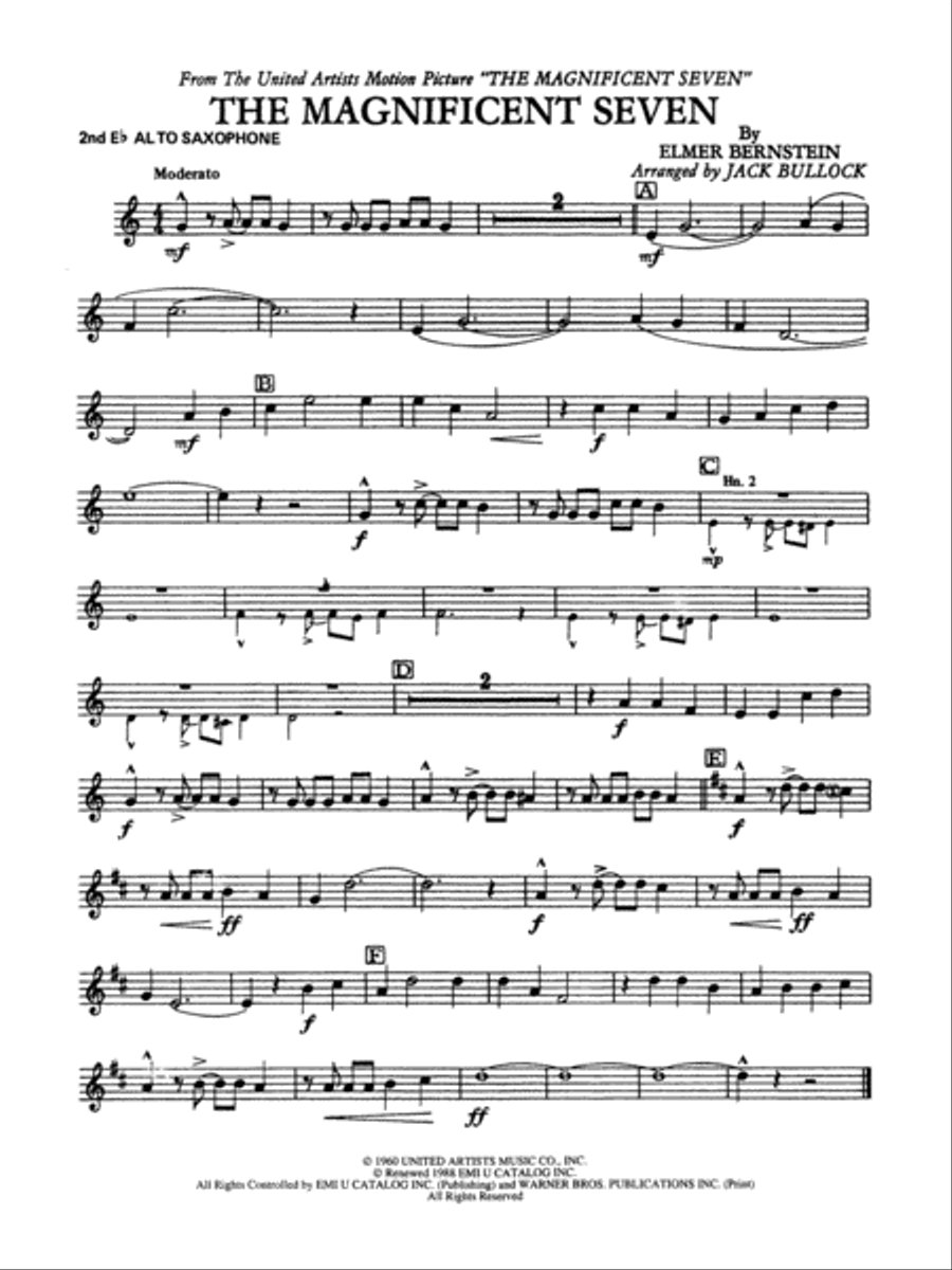 The Magnificent Seven: 2nd E-flat Alto Saxophone Concert Band scores gallery preview page 1