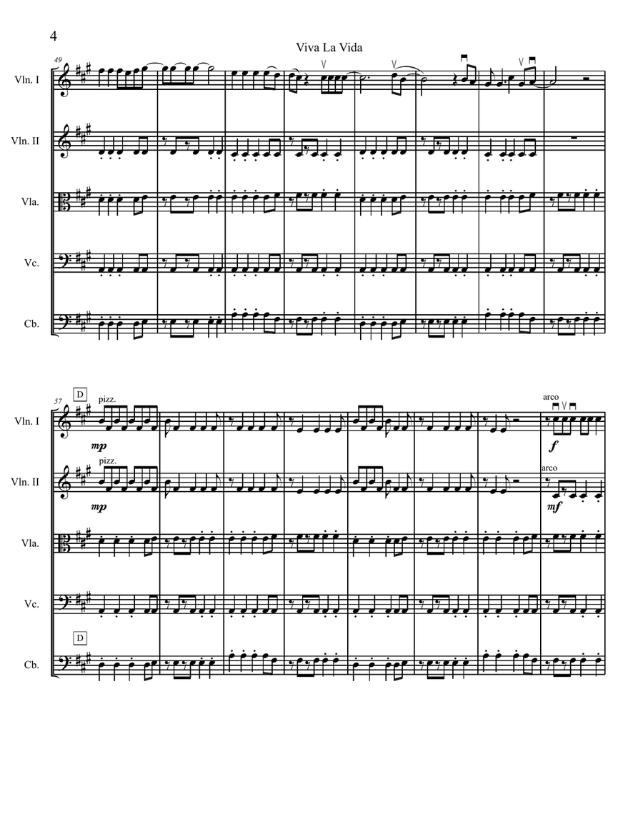 Viva La Vida String Orchestra scores gallery preview page 4