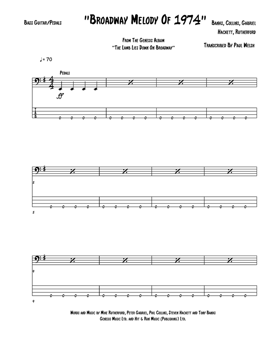 Broadway Melody Of 1974 Guitar Tablature scores gallery preview page 1