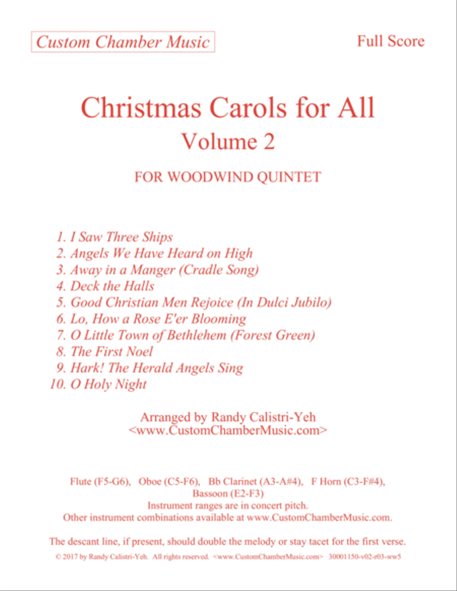 Christmas Carols for All, Volume 2 (for Woodwind Quintet) Woodwind Quintet scores gallery preview page 3