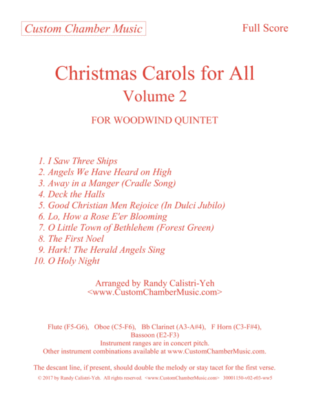 Christmas Carols for All, Volume 2 (for Woodwind Quintet)