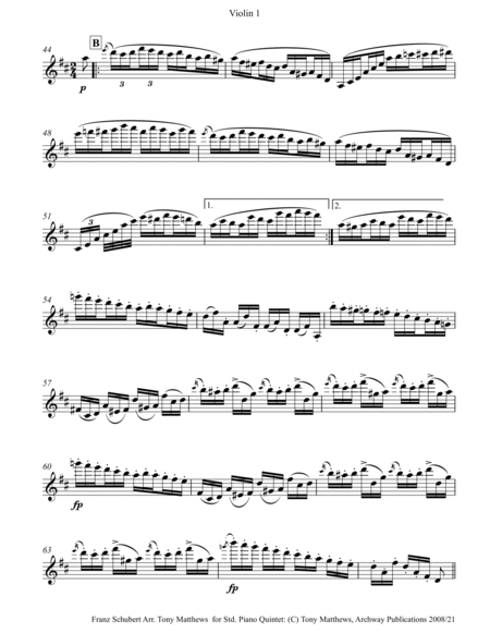 Franz Schubert - Trout Quintet (Set of Parts) image number null