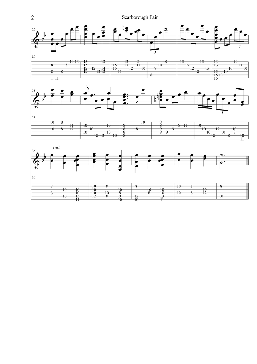 Scarborough Fair for Solo Jazz Guitar Acoustic Guitar scores gallery preview page 3
