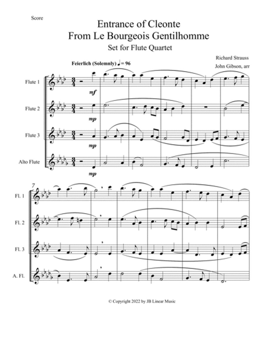 Entrance of Cleonte set for flute quartet image number null