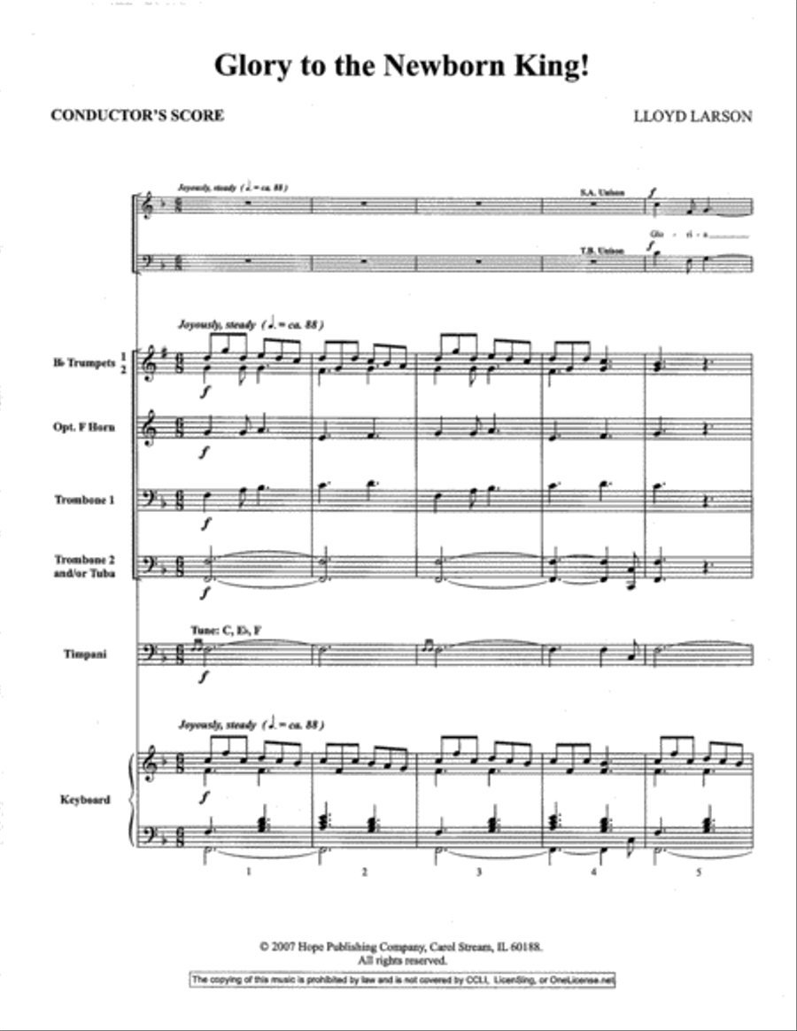 Glory to the Newborn King! Horn scores gallery preview page 2