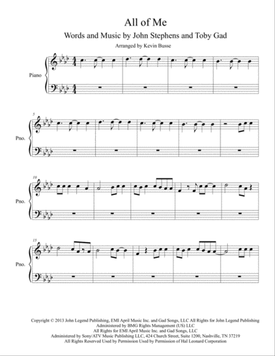 All Of Me Easy Piano scores gallery preview page 1