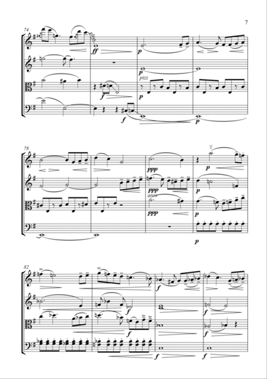 Mahler Symphony No. 4 - Third Movement, Adagio String Quartet scores gallery preview page 6