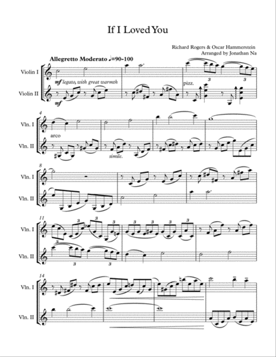 If I Loved You String Duet scores gallery preview page 1
