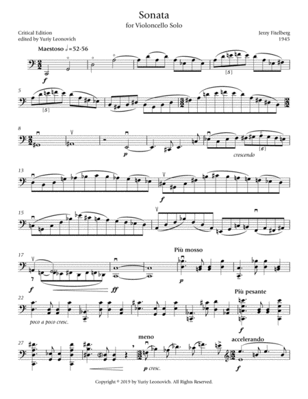 Fitelberg - Sonata for unaccompanied 'cello.