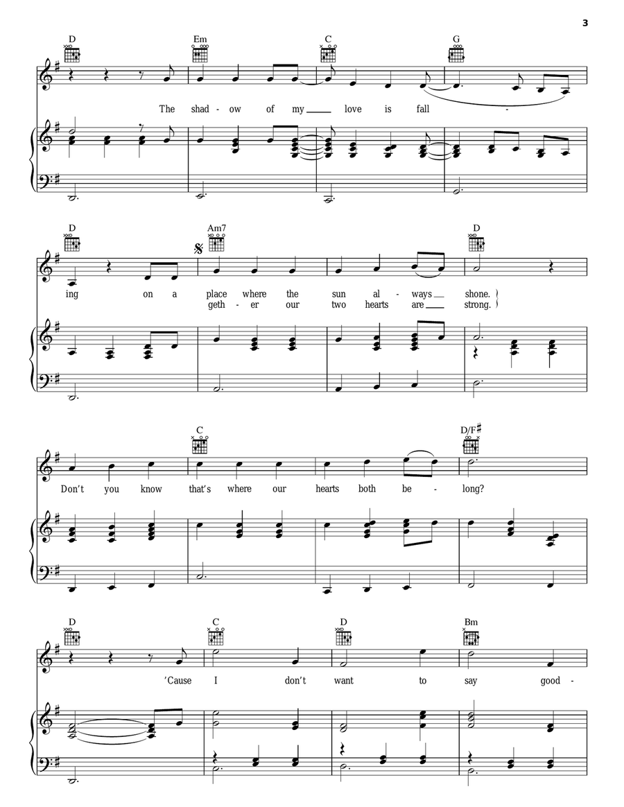 I Don't Want To Say Goodbye Piano, Vocal, Guitar scores gallery preview page 3